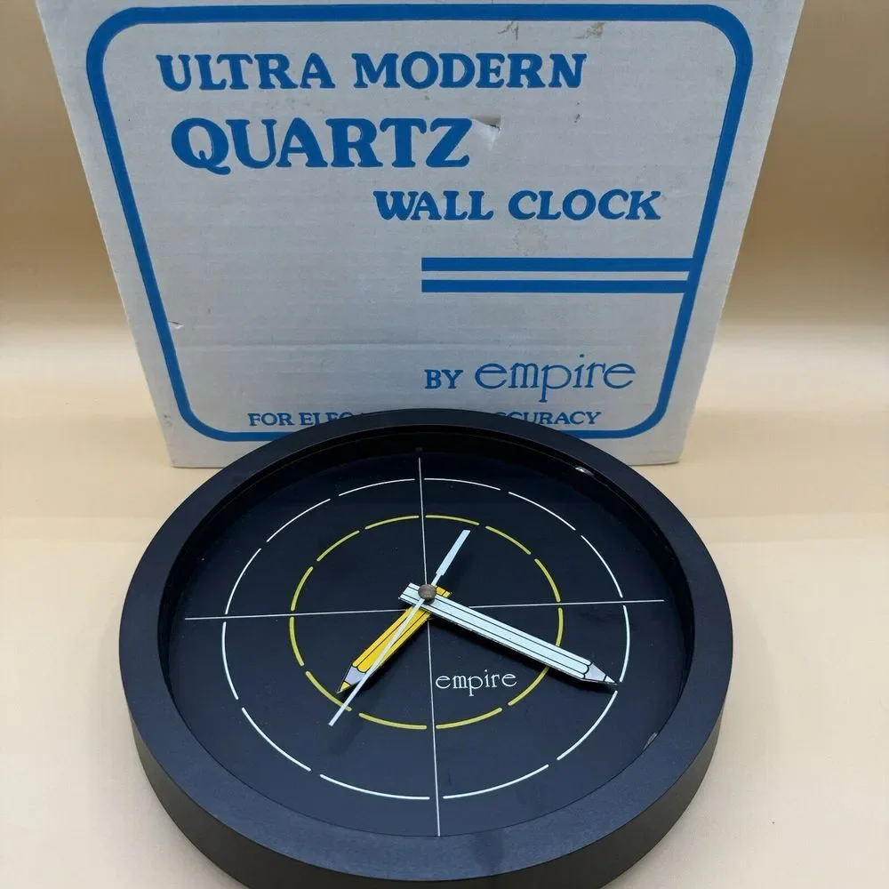 Postmodern Wall Clock by Empire Pencil Hands Black‎ RARE *READ DESCRIPTION*